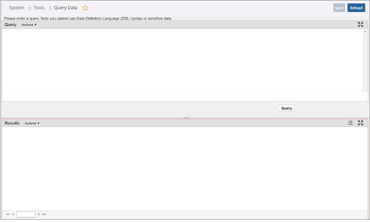 Query Data Tool Window with Query and Results Panes